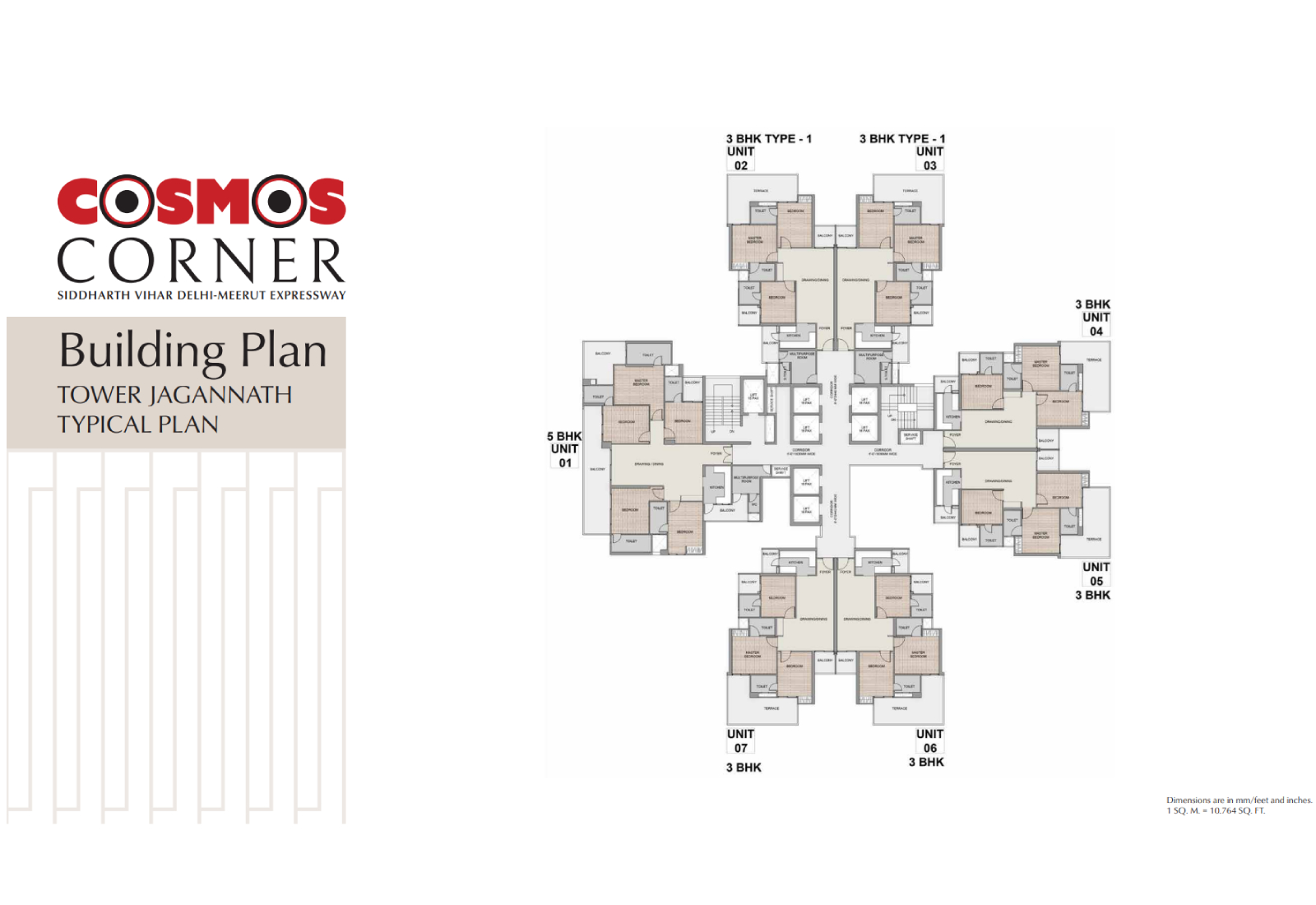 Tower Jagannath typical floor building plan – AU Cosmos Corner